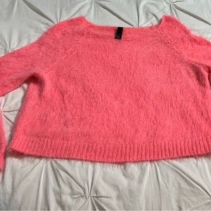 love, Fire Fuzzy Hot Pink Crewneck Sweater